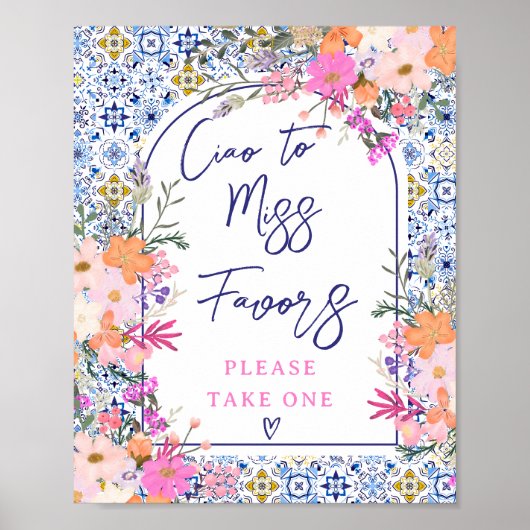 Favoriten für mediterranes florales Brautparty Poster (Vorne)