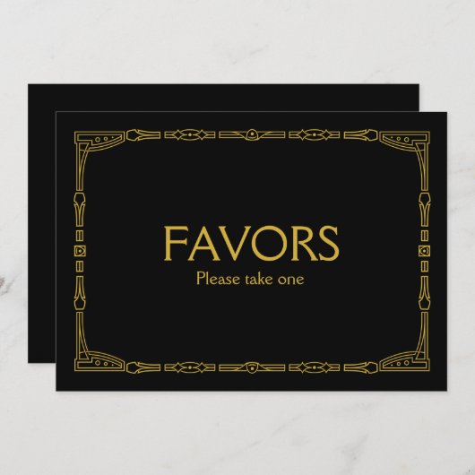 "Favoriten" Gold Art Deco Style Hochzeitszeichen Einladung (Vorne/Hinten)