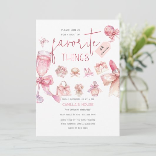 Favoriten | Holiday Favorite Things Party Einladung (Stehend Vorderseite)