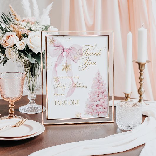 Favoriten Pink Bow Cold Outside Baby Dusche Poster