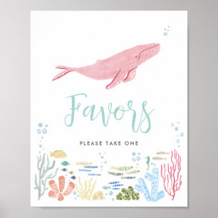 Favoriten Rosa Wal unter dem Meereszeichen Poster