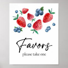 Favoriten Strawberry Berry First Birthday Girl Swe Poster