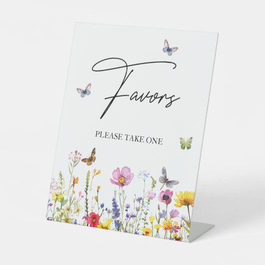 Favoriten Wildblumen Schmetterlinge Brautparty Sockelschild (Vorderseite)