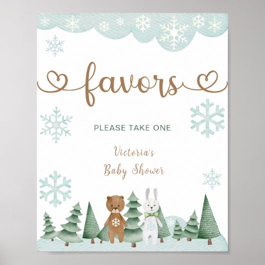 Favoriten Winterschneeflocken-Waldplakat Poster (Vorne)