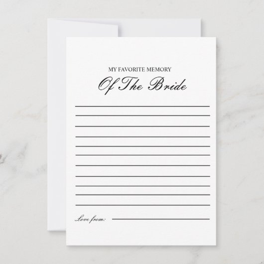 Favoritengedächtnis der Brautduschspielkarte Einladung (Vorderseite)