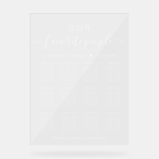 Favoritenleute 12 Tischdecke frei Acrylschild (Vorderseite)