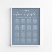 Favoritenleute 16 Tabelle Hochzeitssatellite Poster