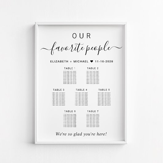 Favoritenleute 7 Tabelle Hochzeitssatellite Poster