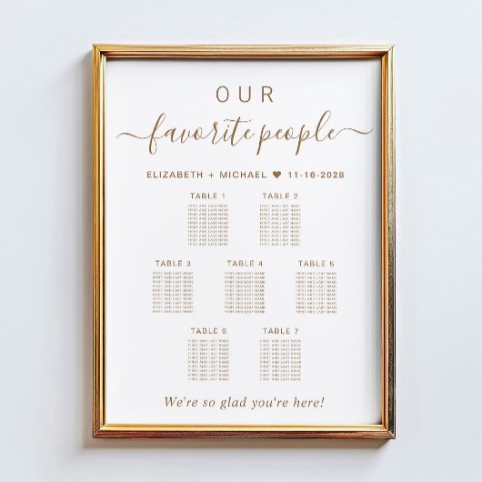 Favoritenleute 7 Tabelle Hochzeitssatellite Poster