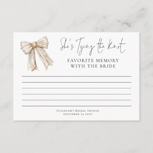 Favoritenspeicher mit Brillencreme-Bow-Brautparty Karte (Vorderseite)