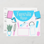 Favoritenthemen Party Postkarte Einladung (Vorne/Hinten)