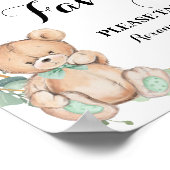 Favors Baby Shower Bear Greenerity Gold-Zeichen Poster (Ecke)