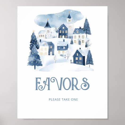 Favors Christmas village Winter Baby Shower Poster (Vorne)