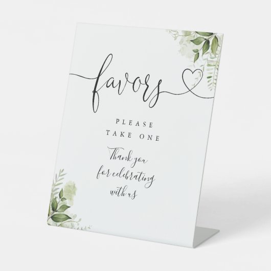 Favors Greenery Bloral Heart Script Sockelschild (Vorderseite)