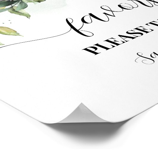 Favors Greenery Eucalyptus Baby Duschzeichen Poster (Ecke)