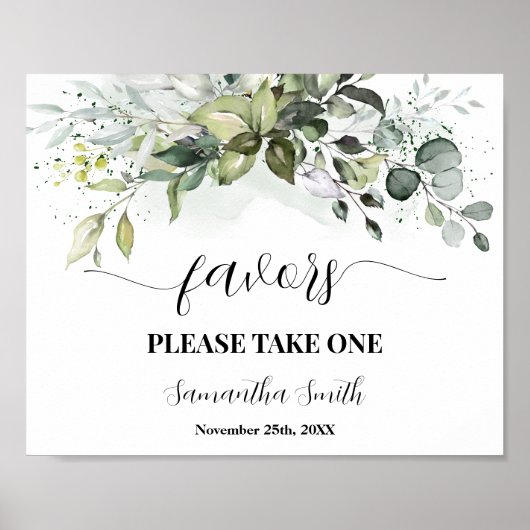 Favors Greenery Eucalyptus Baby Duschzeichen Poster (Vorne)
