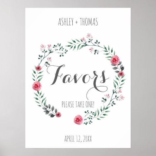 FAVORS Hochzeitskalligrafie Poster (Vorne)