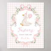 Favors Sign - Pink Bow One Silly Goose Table Sign Poster (Vorne)