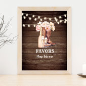 FAVORS signiert Cowgirl Boots Champagne Brautparty Poster