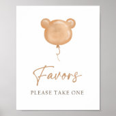 Favors Teddy Bear Balloon Boho Neutral Birthday  Poster (Vorne)