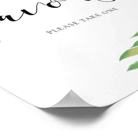 Favors Watercolor grün Blätter Hochzeitszeichen Poster (Ecke)