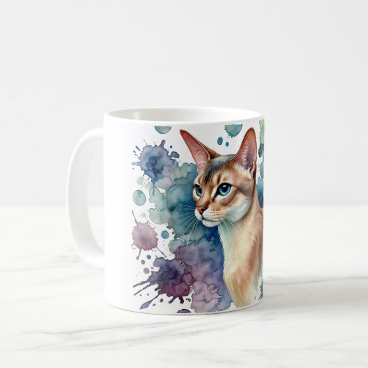 Fawn Abyssinian Cat Watercolor Kaffeetasse (Vorderseite Links)