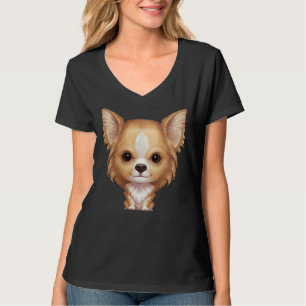 Fawn & White Long Coat Chihuahua T-Shirt