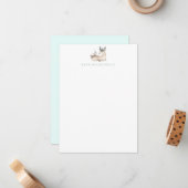 Fawn and Bird Stationery - Baby Deer Mitteilungska Mitteilungskarte (Vorderseite/Rückseite Beispiel)