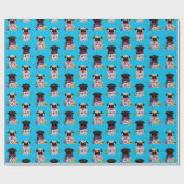 Fawn and Black Möpsen mit Blume Geschenk Geschenkpapier (Flach)