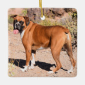 Fawn and White Boxer Puppy Dog Keramikornament (Vorderseite)