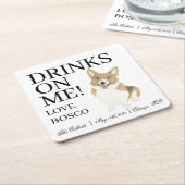 Fawn and White Corgi Dog Wedding Rechteckiger Pappuntersetzer (angewinkelt)