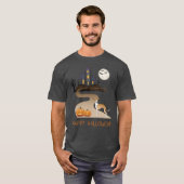 Fawn and White Iggy and Halloween Spuk House T-Shirt (Vorne ganz)