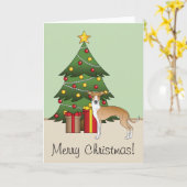 Fawn and White Italian Greyhound & Christmas Tree Karte (Gelbe Blume)