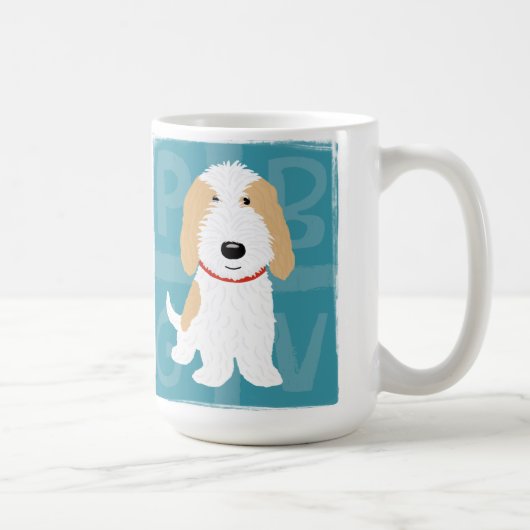 Fawn and White PBGV Cartoon Dog | Niedliche Kanine Kaffeetasse (Rechts)