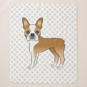 Fawn Boston Terrier Adorable Cartoon Dog & Paws Sherpadecke