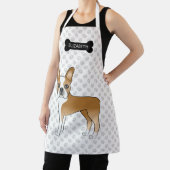 Fawn Boston Terrier Cartoon Dog & Bone, Paws, Name Schürze (InSitu)