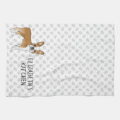 Fawn Boston Terrier Cartoon Dog & Custom Text Geschirrtuch (Horizontal)