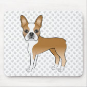 Fawn Boston Terrier Cartoon Dog & Gray Paws Mousepad (Vorne)