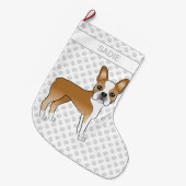 Fawn Boston Terrier Cartoon Dog & Individuelle Nam Großer Weihnachtsstrumpf (Vorderansicht (hängend))