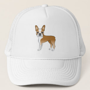 Fawn Boston Terrier Niedlich Cartoon Dog Artwork Truckerkappe