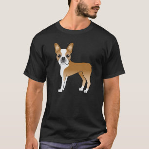 Fawn Boston Terrier Niedlich Cartoon Dog Zeichnend T-Shirt