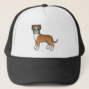 Fawn Boxer Dog Niedlich Cartoon Dog Illustration Truckerkappe