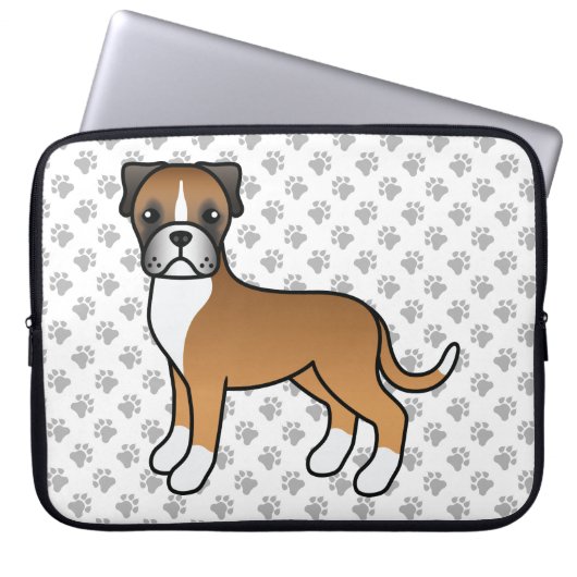 Fawn Boxer Niedlich Cartoon Dog Laptopschutzhülle (Vorderseite)