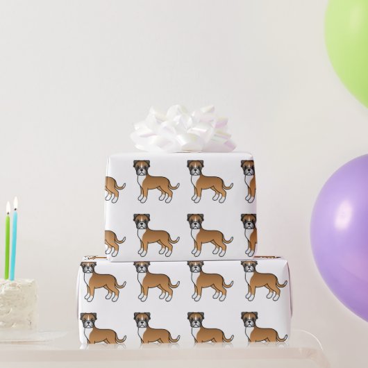 Fawn Boxer Niedlich Cartoon Dog Muster Geschenkpapier (Partygeschenke)