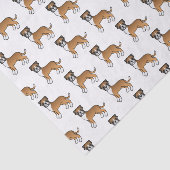 Fawn Boxer Niedlich Cartoon Dog Muster Seidenpapier (Ausschnitt)