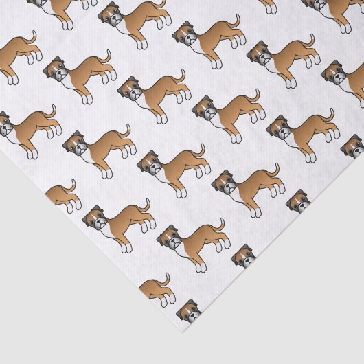 Fawn Boxer Niedlich Cartoon Dog Muster Seidenpapier (Ausschnitt)
