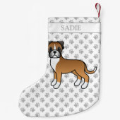 Fawn Boxer Niedlich Cartoon Dog & Name Kleiner Weihnachtsstrumpf (Rückseite)