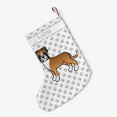 Fawn Boxer Niedlich Cartoon Dog & Name Kleiner Weihnachtsstrumpf (Rückseite (Hängend))