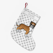 Fawn Boxer Niedlich Cartoon Dog & Name Kleiner Weihnachtsstrumpf (Vorderansicht (hängend))