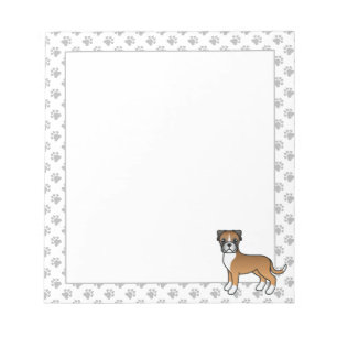 Fawn Boxer Niedlich Cartoon Dog Notizblock